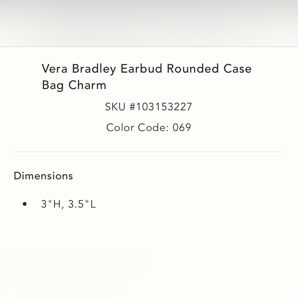 NWT Vera Bradley for Anthropologie Earbud Rounded Case Bag Charm - Picture 4 of 4